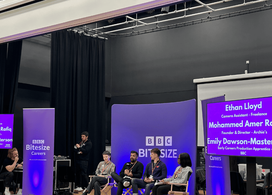 Image of Fee Mak, Radio 1Xtra's Sunday morning breakfast show presenter. The panel included Ethan Lloyd, a freelance Camera Assistant, Emily Dawson Masterson, an Early Careers Production Apprentice, and Mohammed Amer Rafiq, Founder and Director of Archie’s fast-food chain.