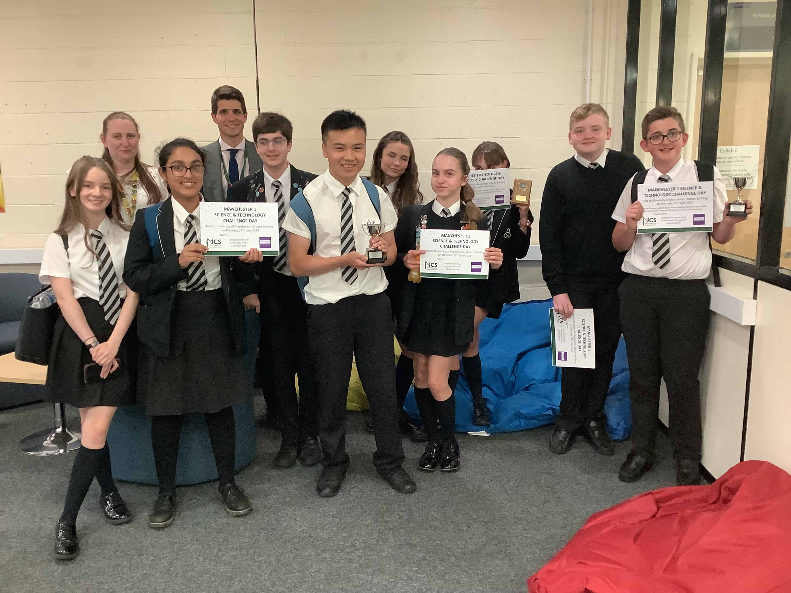 Laurus Ryecroft students stand together holding certificates awarded to them for their participation in the MCS Science and Technology Challenge Day, during Super Science Week.
