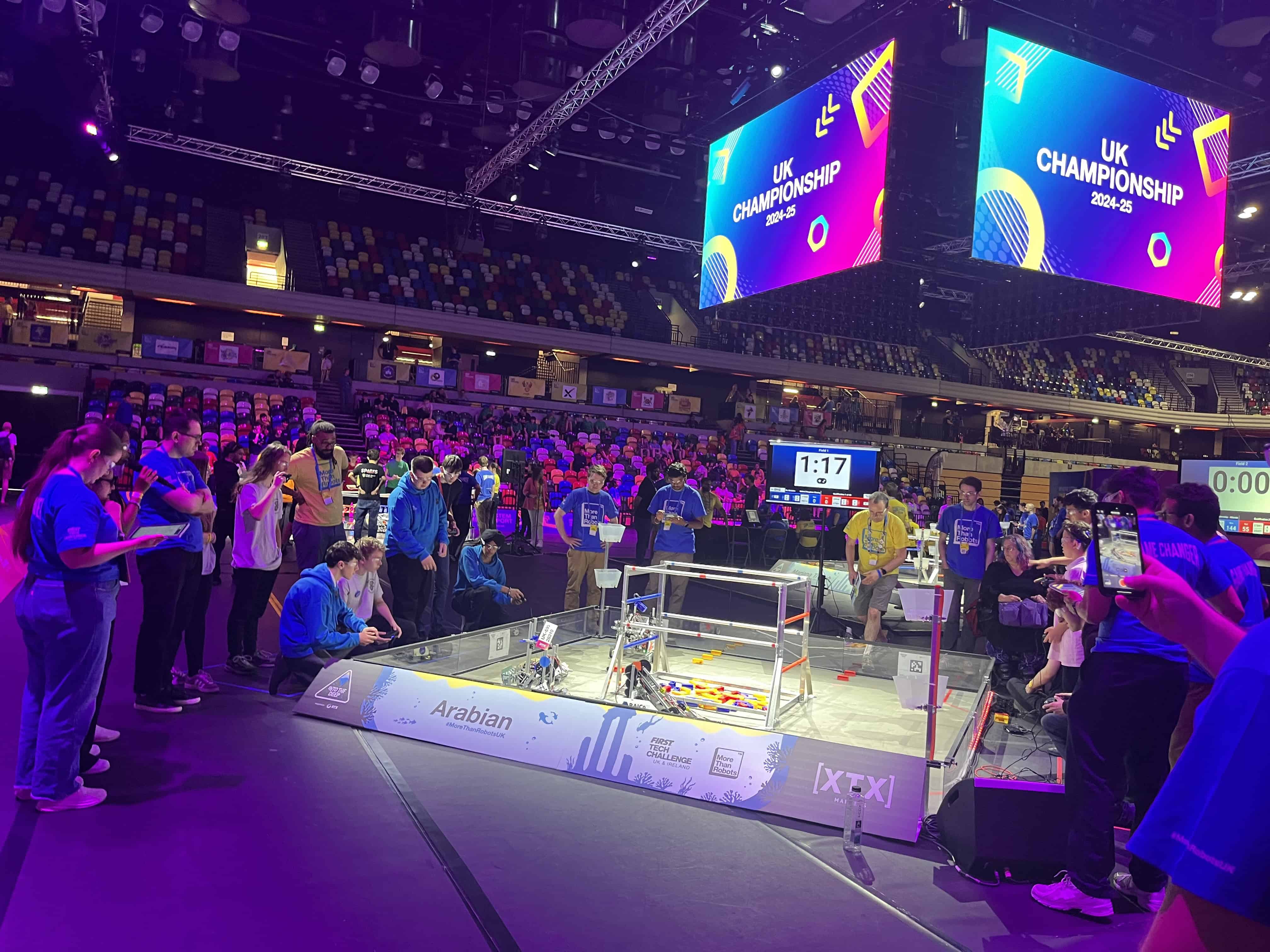 Laurus Ryecroft students compete with their robot at the First Tech Challenge UK National Championships at London’s Copper Box Arena