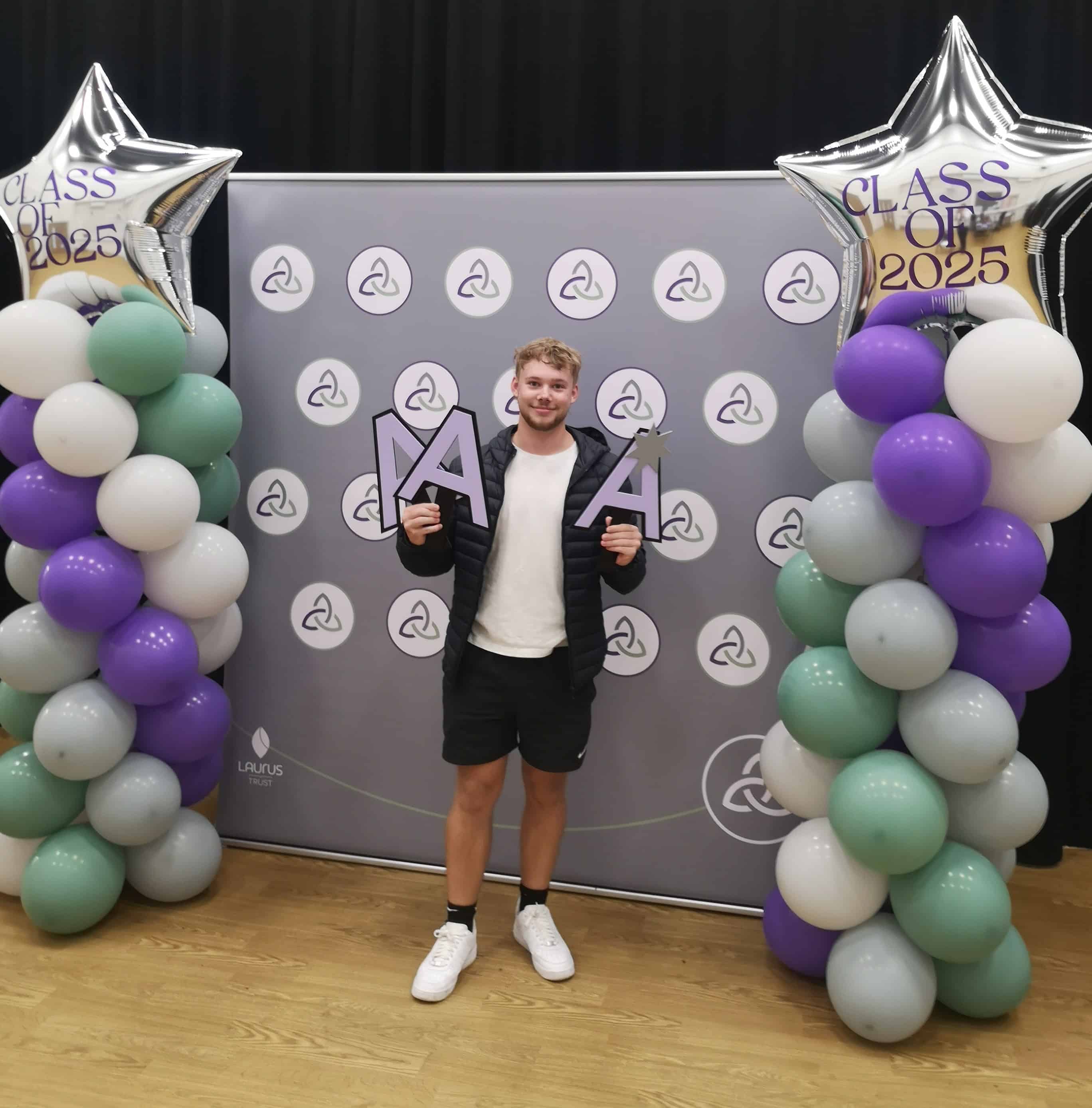 Ethan (pictured) achieved A*AA and secured a place to read Economics at The University of Manchester – a truly remarkable achievement given the major shoulder surgery he overcame during his studies.
